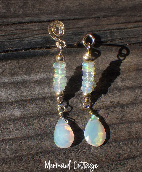 【宝石質】*14kgf*Ethiopian Opal Stud Earrings エチオピア産ウェロオパール