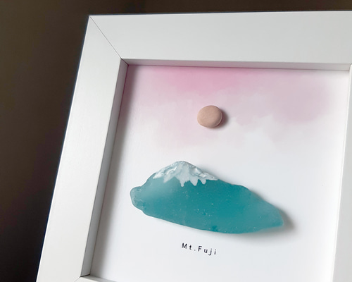 ＊ICE BLUE MOON～氷の国～＊シーグラスアート レア シーグラスアート レアカラー ブルー ガラス細工 海の宝石