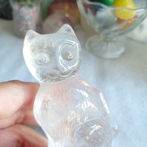 美人なねこちゃん 水晶ねこネコ猫置物 素敵な逸品 その他インテリア 
