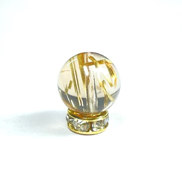 【一部凹みあり】９ミリ 現品一点物 1粒売り ゴールド タイチンルチル 天然石 金針水晶 ＫＰＴ２５ ハンドメイド 2枚目の画像