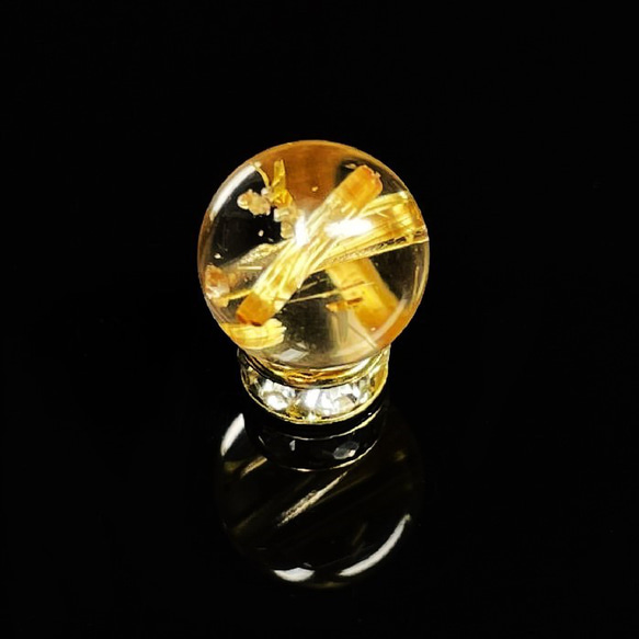 【一部凹みあり】９ミリ 現品一点物 1粒売り ゴールド タイチンルチル 天然石 金針水晶 ＫＰＴ２５ ハンドメイド 10枚目の画像
