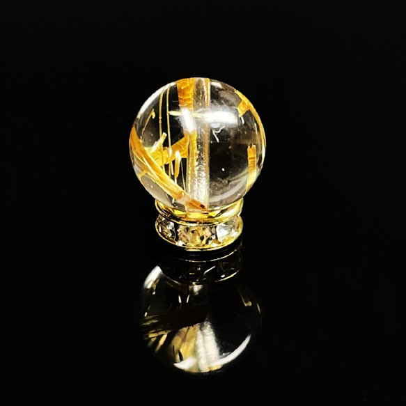 【一部凹みあり】９ミリ 現品一点物 1粒売り ゴールド タイチンルチル 天然石 金針水晶 ＫＰＴ２５ ハンドメイド 7枚目の画像