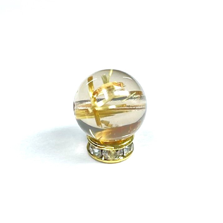 【一部凹みあり】９ミリ 現品一点物 1粒売り ゴールド タイチンルチル 天然石 金針水晶 ＫＰＴ２５ ハンドメイド