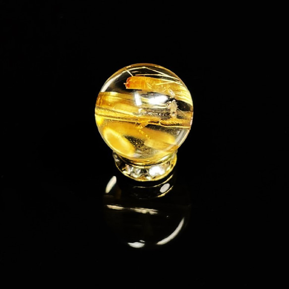 【一部凹みあり】９ミリ 現品一点物 1粒売り ゴールド タイチンルチル 天然石 金針水晶 ＫＰＴ２５ ハンドメイド 12枚目の画像