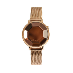 FACET コレクション - LEDローズゴールドメッキステンレス鋼腕時計 2枚目の画像