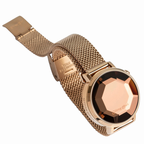 FACET コレクション - LEDローズゴールドメッキステンレス鋼腕時計 3枚目の画像