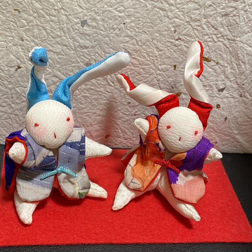 干支 うさぎ ちりめん細工 お正月 ひな人形 ヒナ飾り 小さな長
