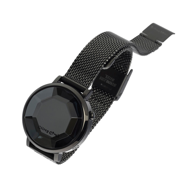 FACET コレクション - LED黒色ステンレス鋼腕時計 5枚目の画像