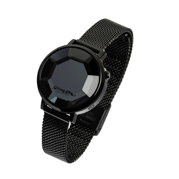 FACET コレクション - LED黒色ステンレス鋼腕時計 1枚目の画像