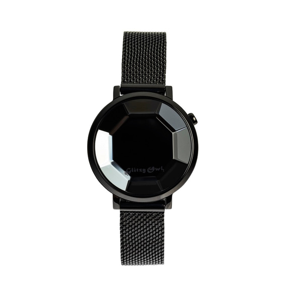 FACET コレクション - LED黒色ステンレス鋼腕時計 2枚目の画像