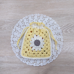 花柄モチーフ編み巾着(5種類) 2枚目の画像