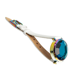 FACET コレクション - LED虹色メッキステンレス鋼白色レザーバンド腕時計 5枚目の画像