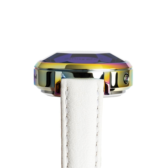 FACET コレクション - LED虹色メッキステンレス鋼白色レザーバンド腕時計 4枚目の画像