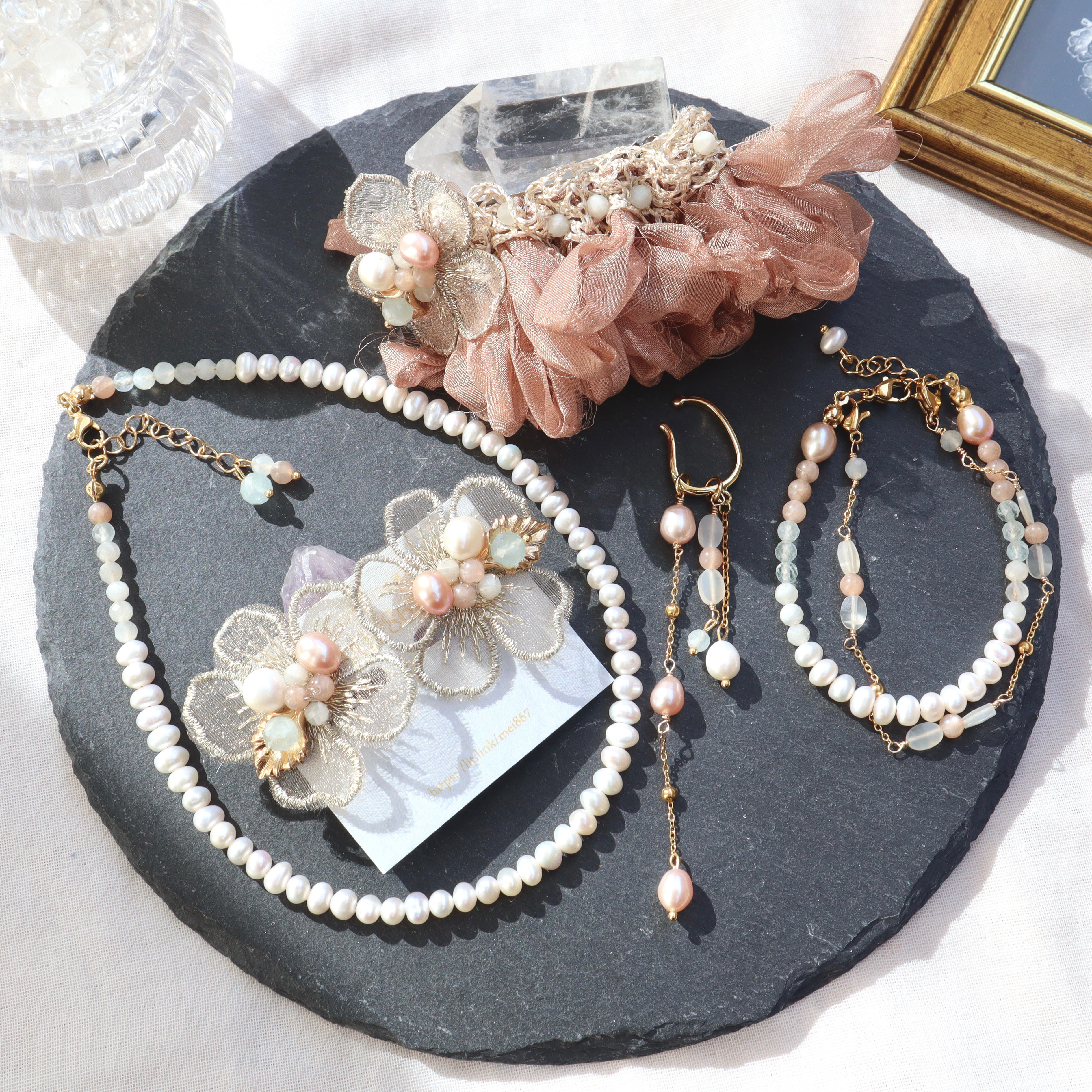 【特割4点セット】蟹座のお守りアクセサリー　6月　誕生石　星座　お守り　淡水パール　ムーンストーン　クリスマス