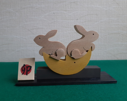 吹墨　うさぎと三日月　古美術 吹墨 うさぎと三日月 古美術 吹墨 うさぎと三日月 古美術 染付吹墨月兎