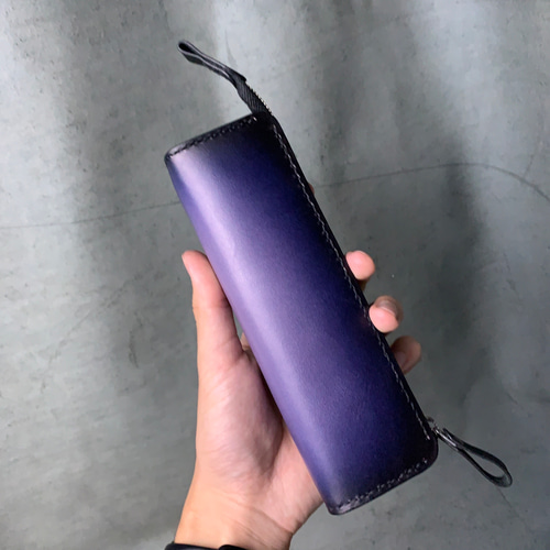 【MONTBLANC】レザーペンケースパープル グラデーションレザーのペンケース/筆箱/パープル/紫/本革