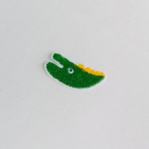 ワッペン 刺繡ワッペン「ぼけっとワニさん」小さいサイズ 4枚目の画像