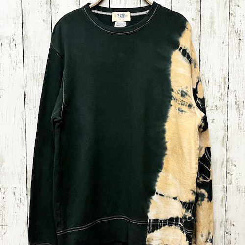 タイダイ染め スウェット トレーナー Lサイズ ブラック×ベージュ HD17  