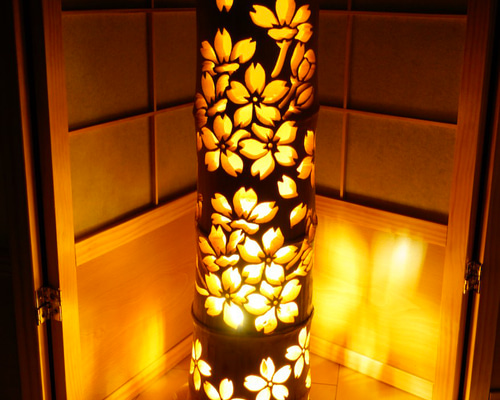 竹灯り・竹あかり・竹灯籠・竹灯篭・竹ランプ   ～～ 癒しの灯り★桜刻★～～ 竹灯り・竹あかり・竹灯籠・竹灯篭・竹ランプ ～～ 癒しの灯り