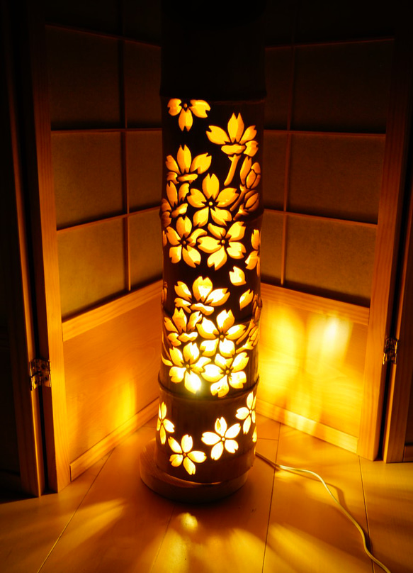 竹灯り・竹あかり・竹灯籠・竹灯篭・竹ランプ ～～ 癒しの灯り☆桜灯籠