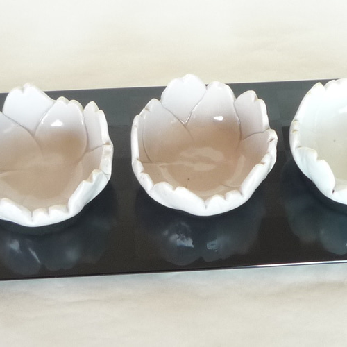 漆塗り黒市松模様長平皿