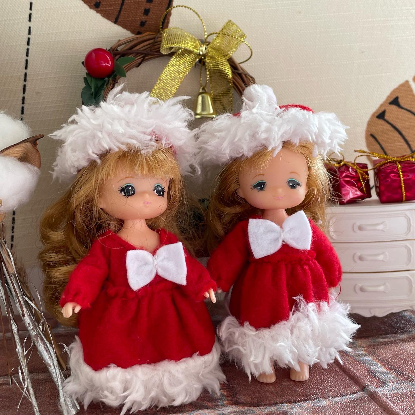 040ミキちゃんマキちゃん ハンドメイド 服 クリスマス ワンピース