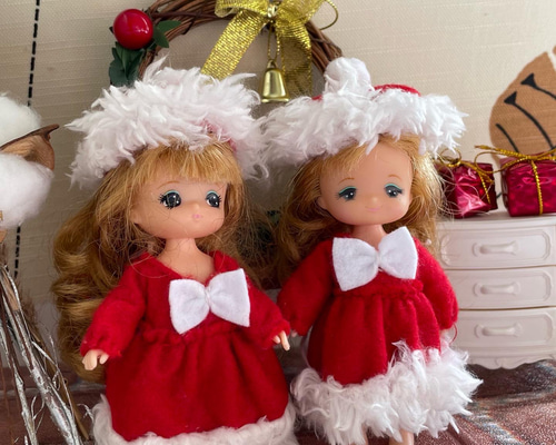 040ミキちゃんマキちゃん ハンドメイド 服 クリスマス ワンピース