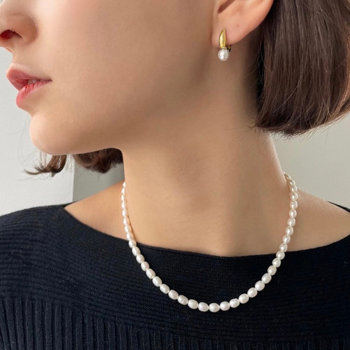 Creema限定！フォーマルにも使える！パールのネックレスとフープピアス  