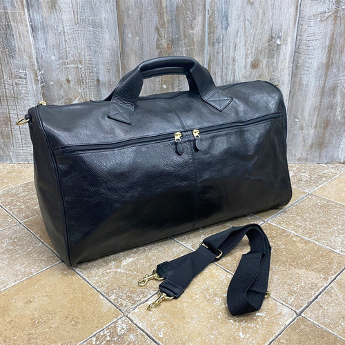 ウィンターSALE』本革ボストン 昭和レトロなスタイル フルレザー BLACK