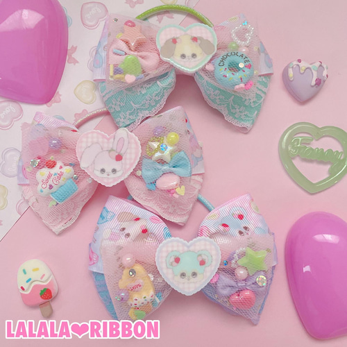 うさぎ♡ ゆめかわ チュールリボン ポニー用♡ ハンドメイド リボン