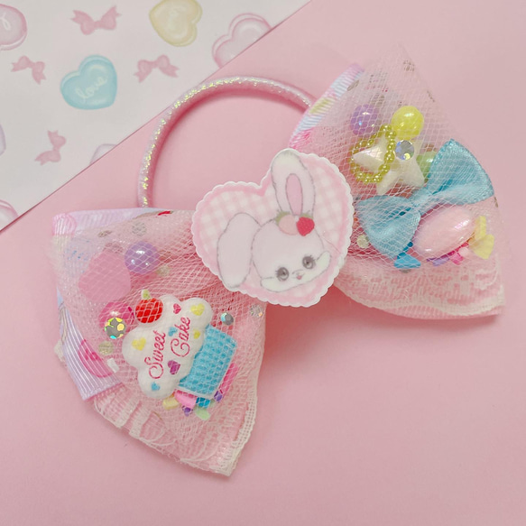 うさぎ♡ ゆめかわ チュールリボン ポニー用♡ ハンドメイド リボン