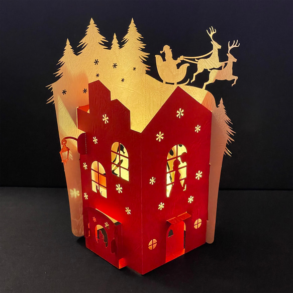 クリスマス LEDキャンドル用ミニランタン（ペーパークラフト