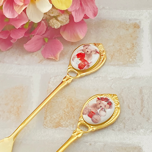 選べる2本＊テディベアカトラリー アニバーサリーベア スプーン  