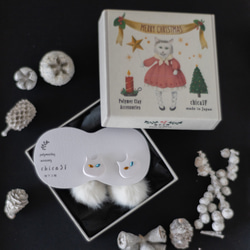 【聖誕禮物】貓與毛球 / 軟陶耳環 / 耳夾  / S size / 聖誕限定 第8張的照片
