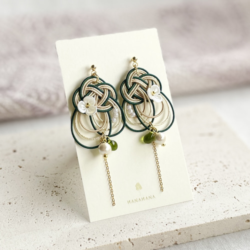 蝶】水引のピアス／イヤリング ピアス（フック・チェーン