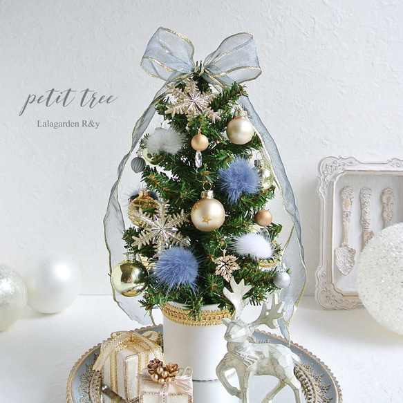 クリスマスが終わっても楽しめる♩ミラートレイ・トナカイ・プレゼントBOX付き　Blue Gold Christmas60 14枚目の画像