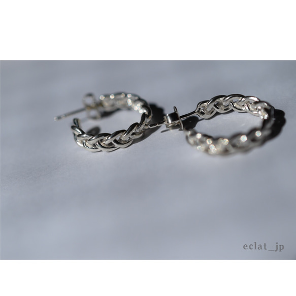 【silver925】【受注生産】編み込みフープピアス　knittingsilver  pierce 6枚目の画像