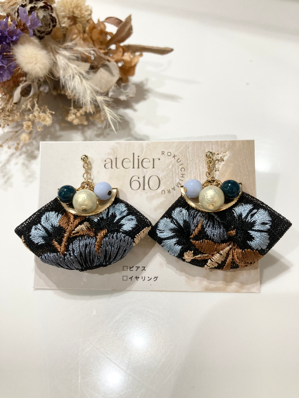 インド刺繍リボンピアス/イヤリング ピアス（その他） atelier 610 ...