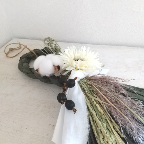 最終値下げ】1/15販売終了 しめ縄飾り ナチュラル シック リース  