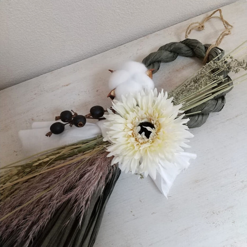 最終値下げ】1/15販売終了 しめ縄飾り ナチュラル シック リース  