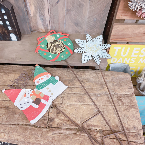 3本セット♡クリスマスアイアンピック【ガーデンピック雑貨