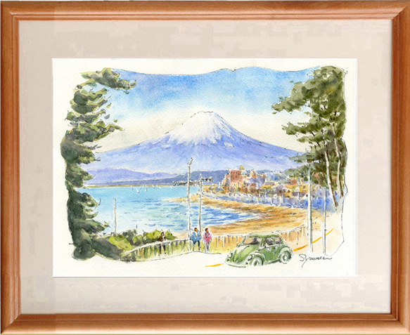注文制作します 水彩画原画 富士山と桜・忍野村 ＃492 | iichi