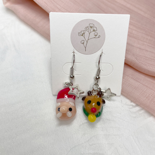ピアス ハンドメイド クリスマス サンタさん トナカイさん 