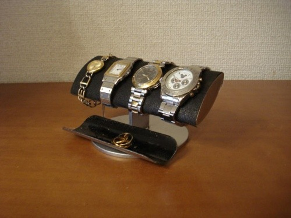 腕時計スタンド　ラッピング　名入れ　ブラックでかい楕円パイプ男性用腕時計スタンド　ak-design　20130320 1枚目の画像
