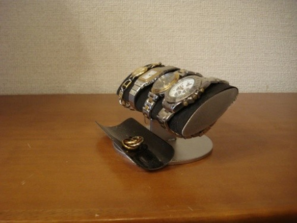 腕時計スタンド　ラッピング　名入れ　ブラックでかい楕円パイプ男性用腕時計スタンド　ak-design　20130320 3枚目の画像