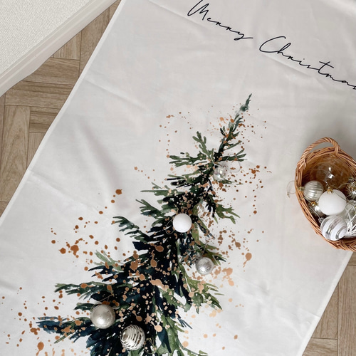 クリスマスリネンタペストリー 在庫限りコットンリネン/クリスマス タペストリー(PINE) タペストリー