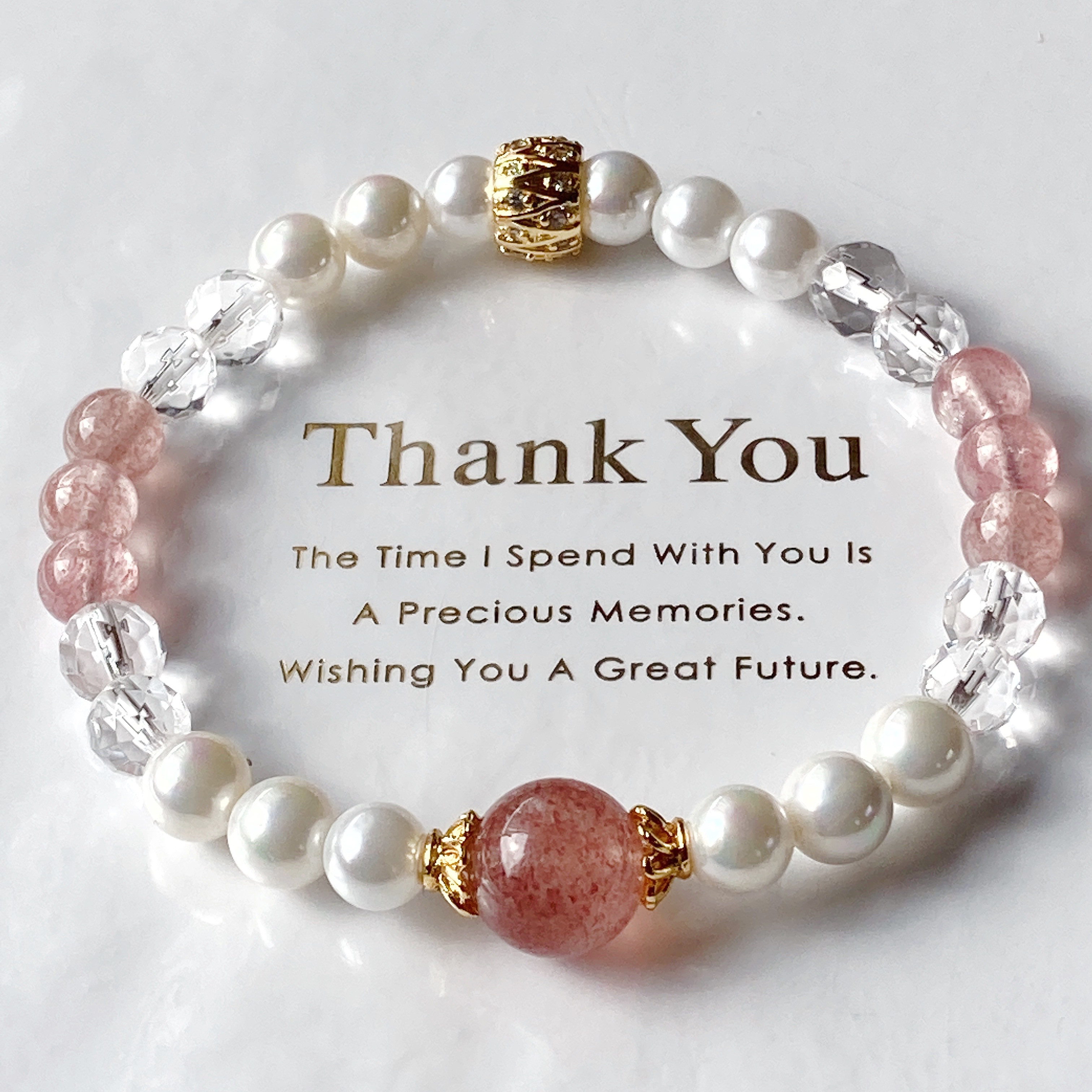 ストロベリークォーツパール天然石ブレスレット