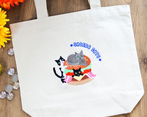 黒猫刺繍♡帆布のトートバッグ 196e9dbed0605aa99b393ff268c230