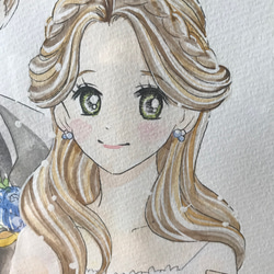 【オーダー】【かわいい似顔絵】少女漫画風ウェディング　手描きウェルカムボード 4枚目の画像