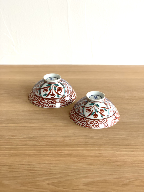 【京焼・清水焼】京都　水野春陽窯　色絵　小紋　茶碗　夫婦 2枚目の画像